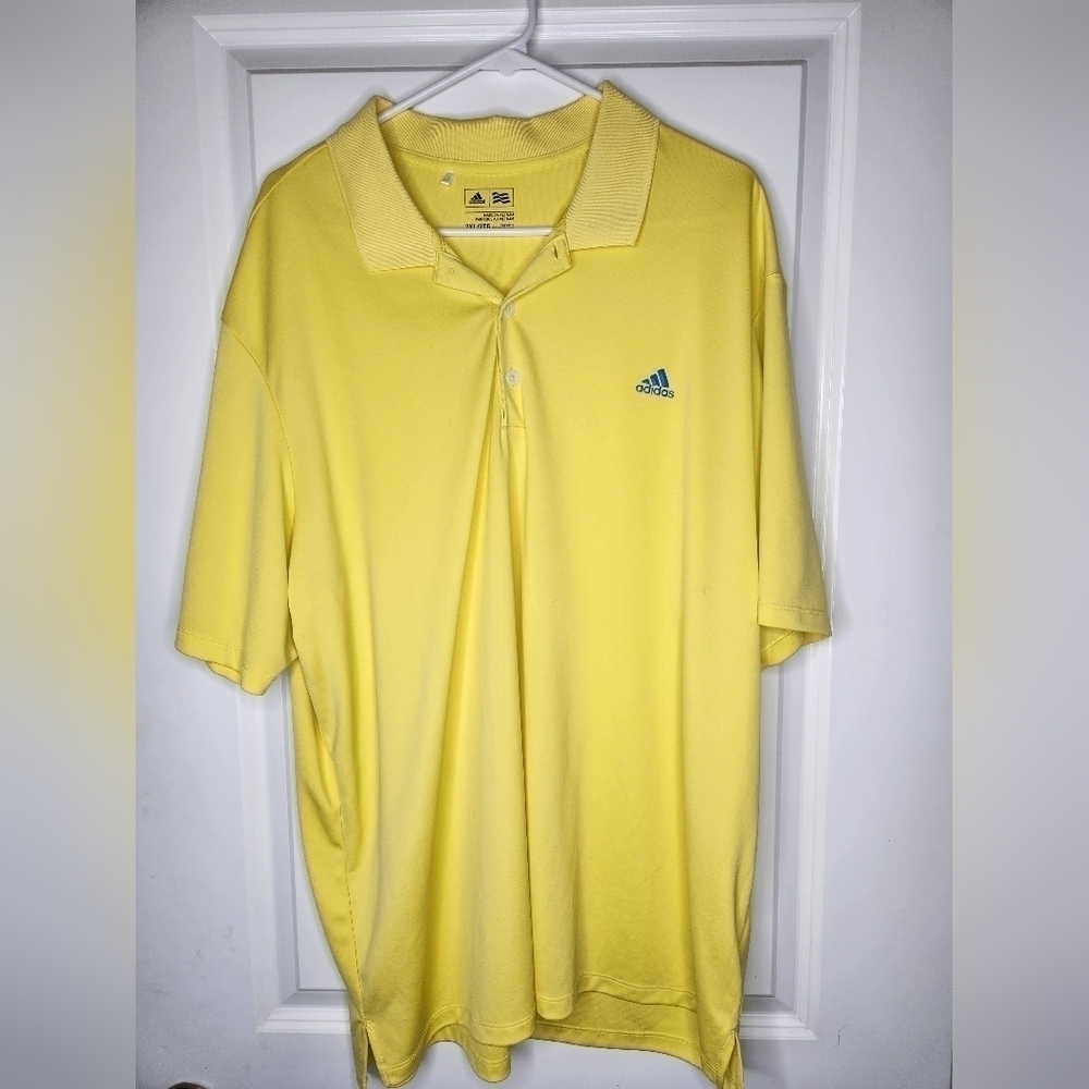 Adidas Yellow Golf Polo Shirt Short Men's XXL